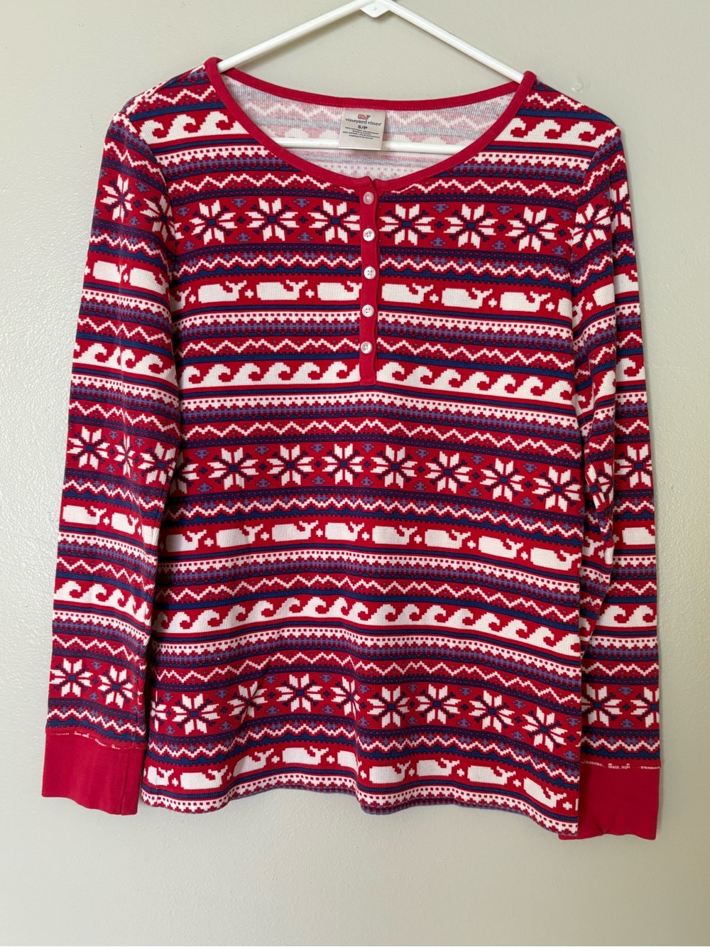 Vineyard Vines Red, White & Navy Holiday Henley Pajama Top